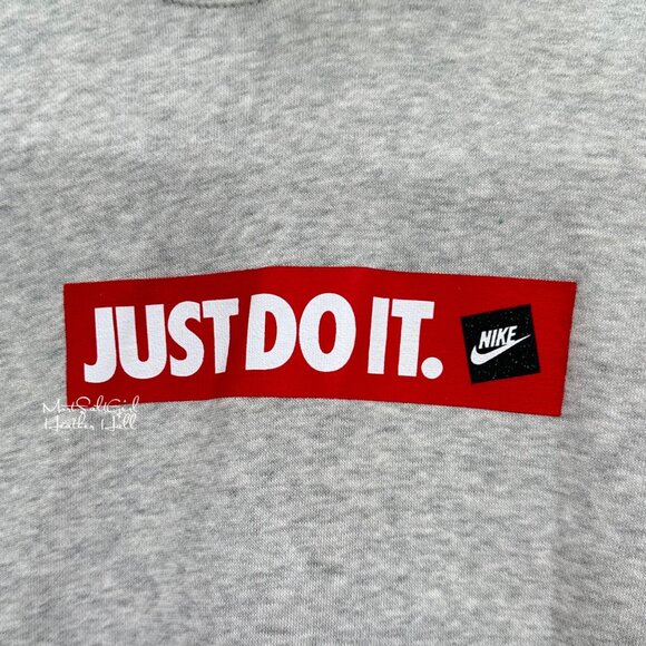Nike "Just Do It" Heather Gray Hoodie Sweatshirt Size Large - Picture 2 of 4
